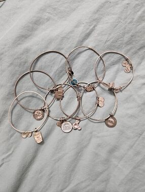 Curated Boho Set (8)Alex and Ani Silver Charm Bangle Bracelets